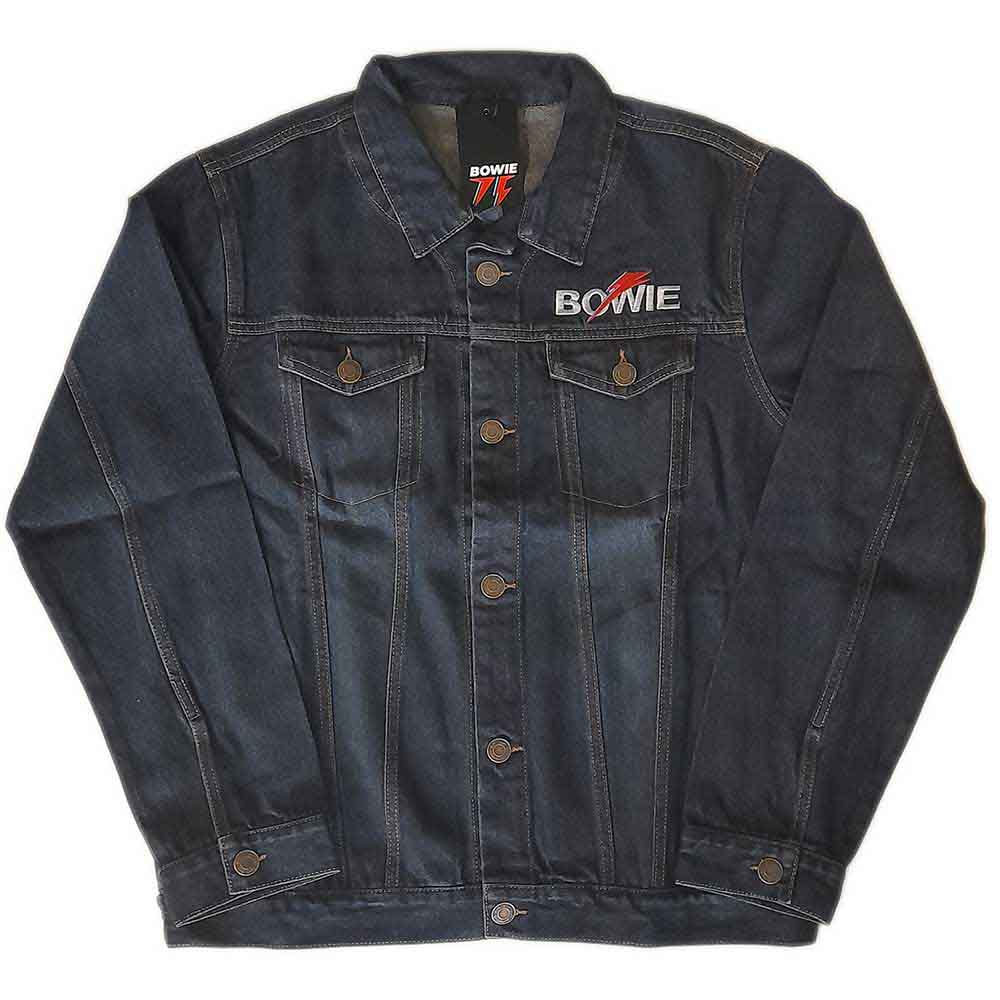 David Bowie Unisex Denim Jacket: Flash Logo (Denim Blue) (Back Print)