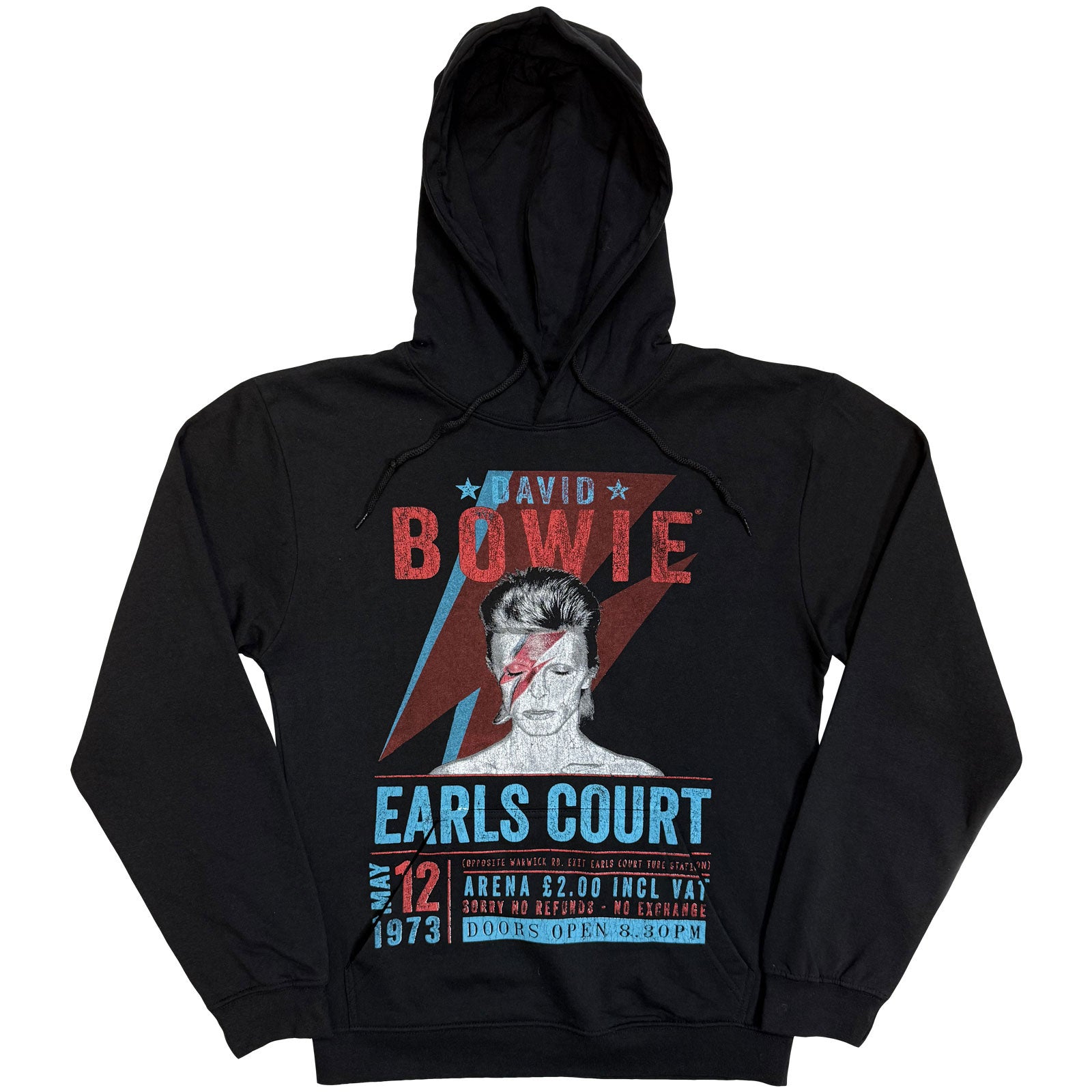 David Bowie Unisex Eco Pullover Hoodie: Earls Court '73 (Black)