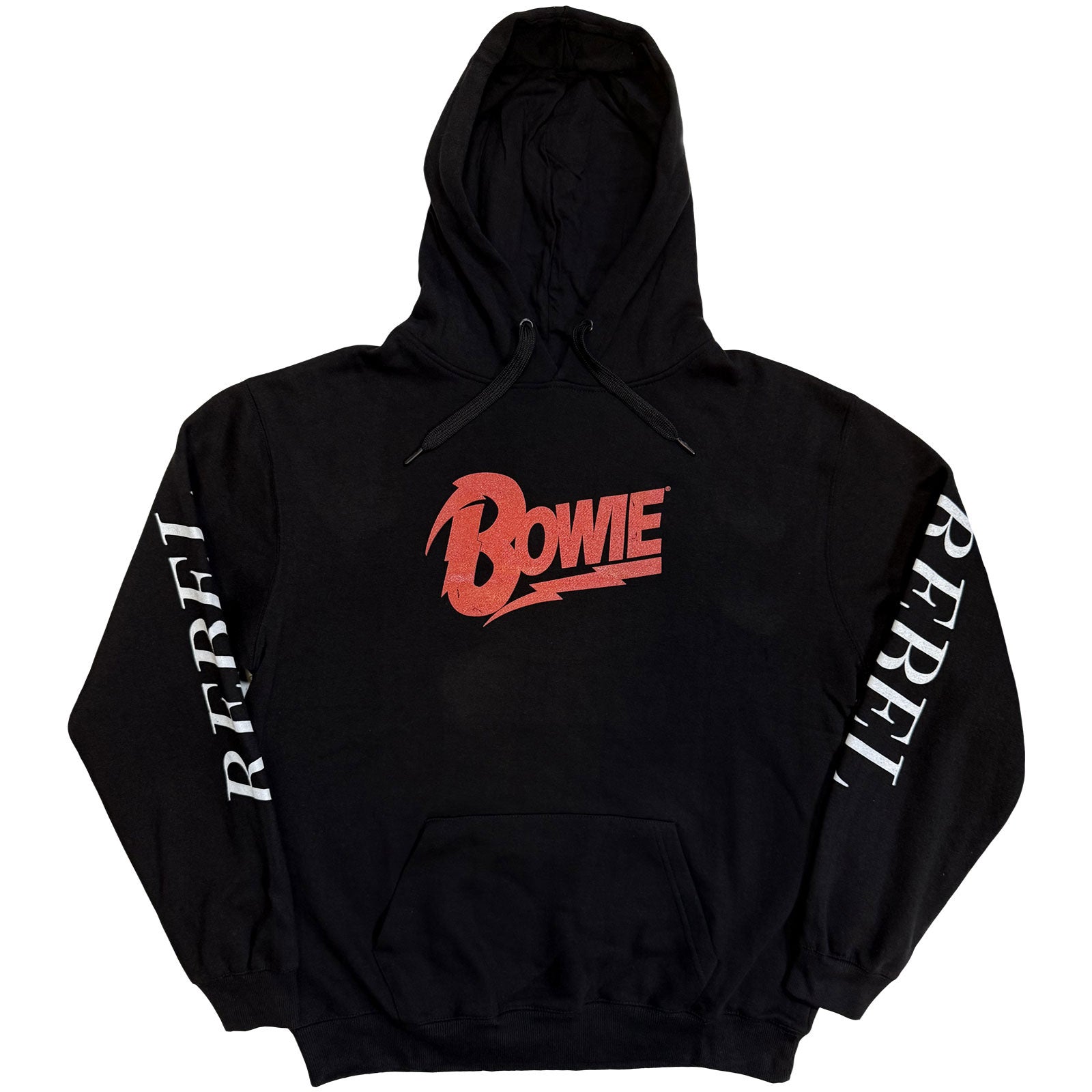 David Bowie Unisex Pullover Hoodie: Rebel Rebel (Black)(Sleeve Print)