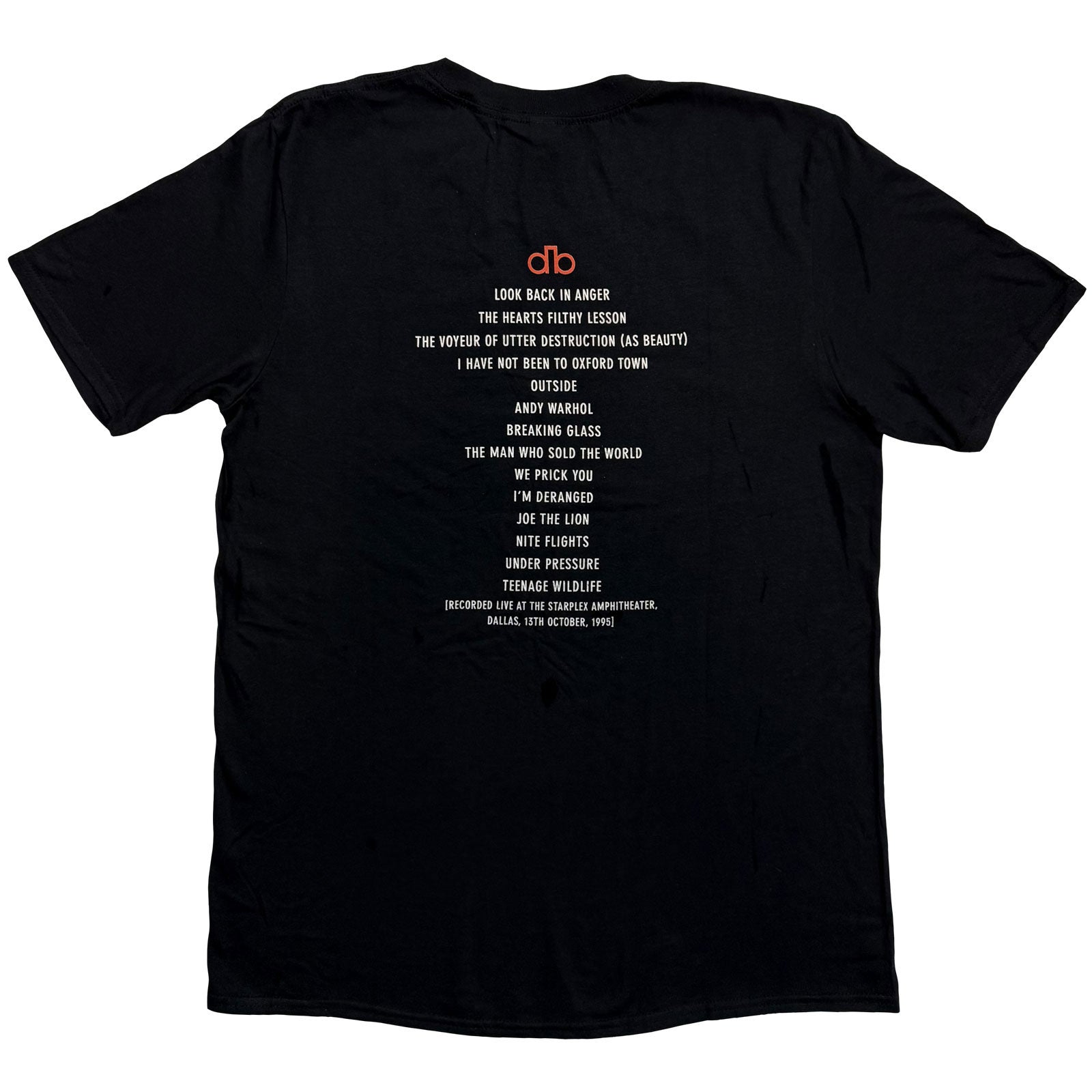 David Bowie Unisex T-Shirt: Dallas '95 (Black) (Back Print)