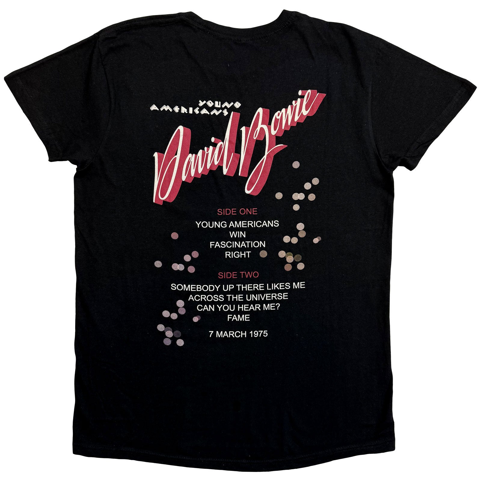 David Bowie Unisex T-Shirt: Young Americans (Black) (Back Print)