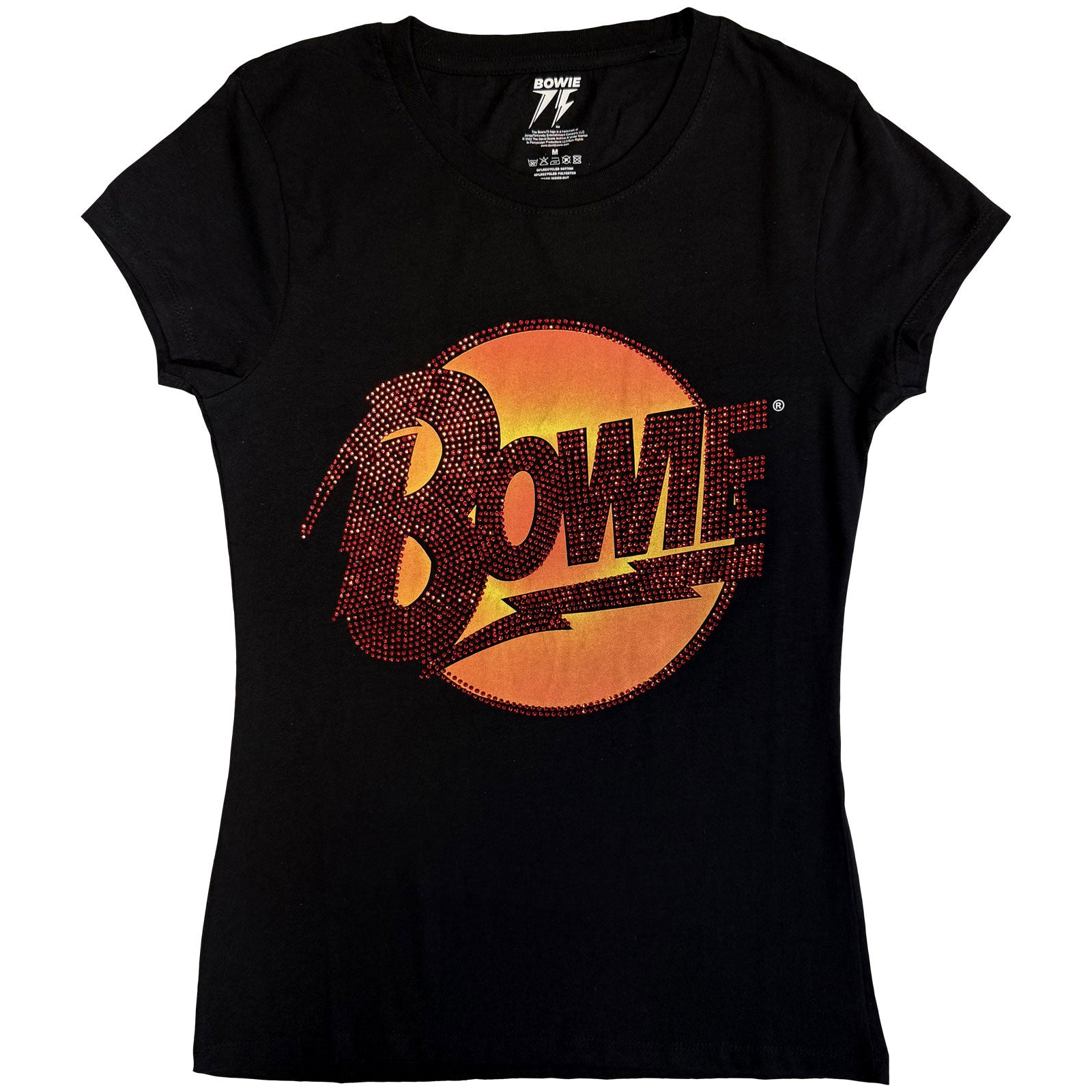 David Bowie Ladies T-Shirt: Diamond Dogs Logo (Black) (Embellished)