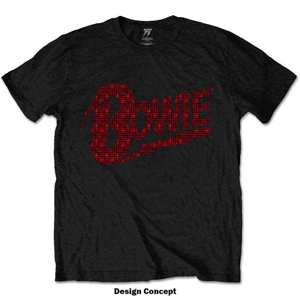 David Bowie Unisex T-Shirt: Logo (Black) (Embellished)