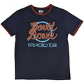 David Bowie Unisex Ringer T-Shirt: 1978 World Tour (Navy Blue)