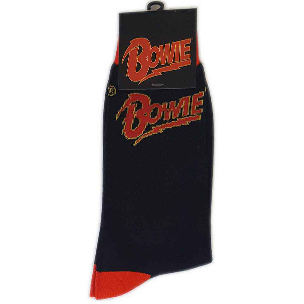 David Bowie Unisex Ankle Socks: Flash Logo (Black) (UK Size 4 - 7)