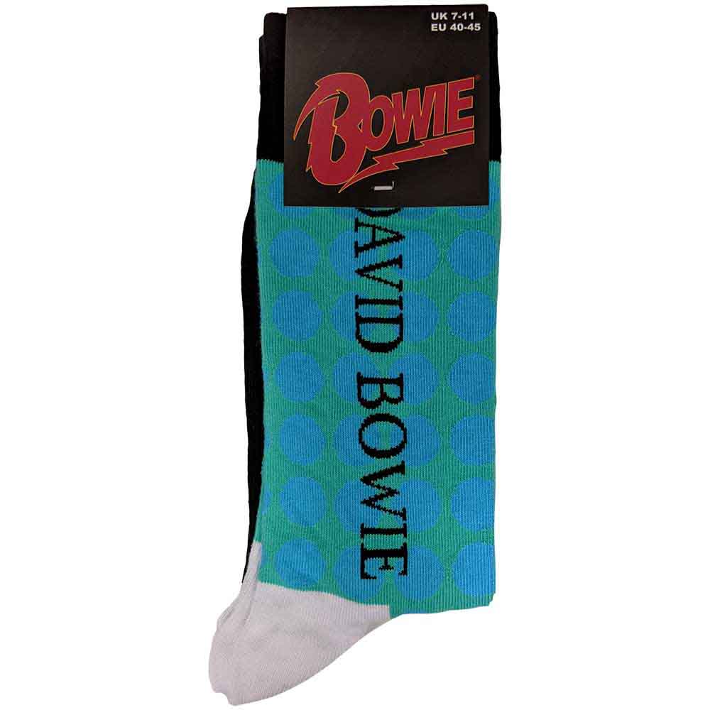 David Bowie Unisex Ankle Socks: Circles Pattern (Blue) (UK Size 7 - 11)