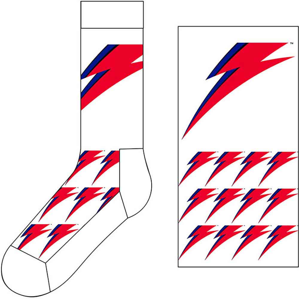 David Bowie Unisex Ankle Socks: Flash (White) (UK Size 7 - 11)
