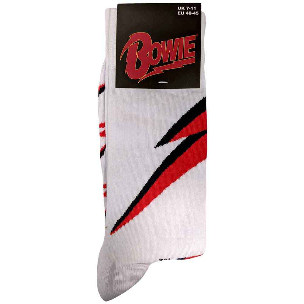 David Bowie Unisex Ankle Socks: Flash (White) (UK Size 7 - 11)