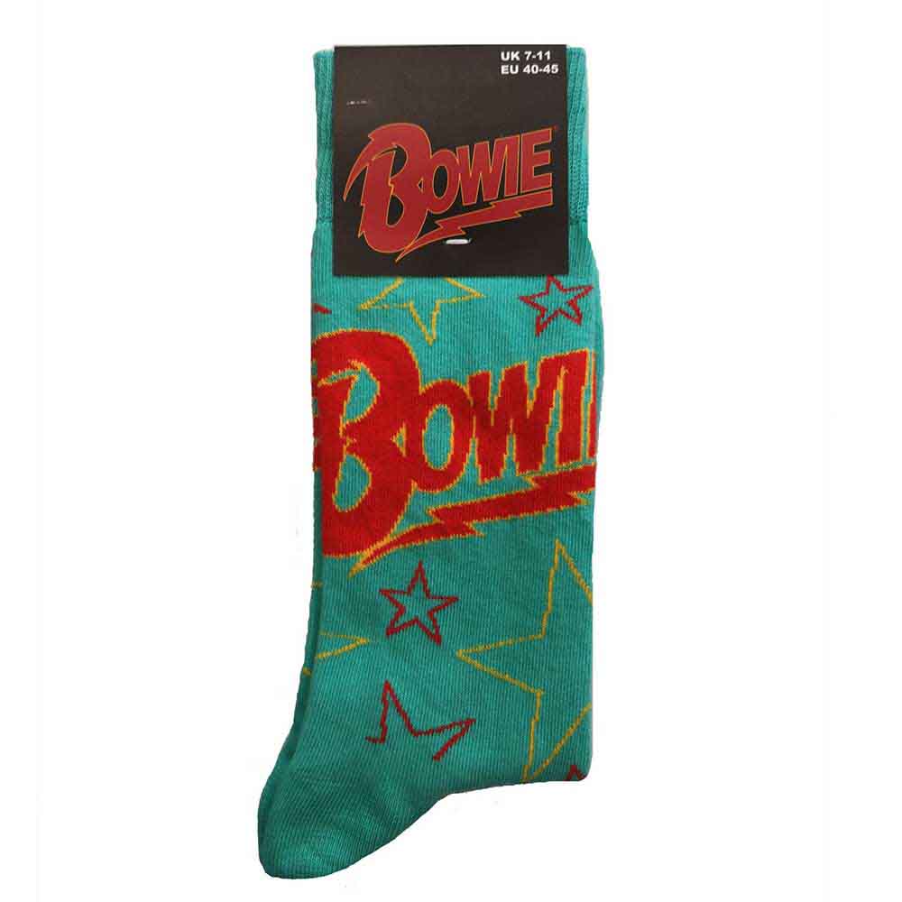David Bowie Unisex Ankle Socks: Stars Outline (Green) (UK Size 7 - 11)