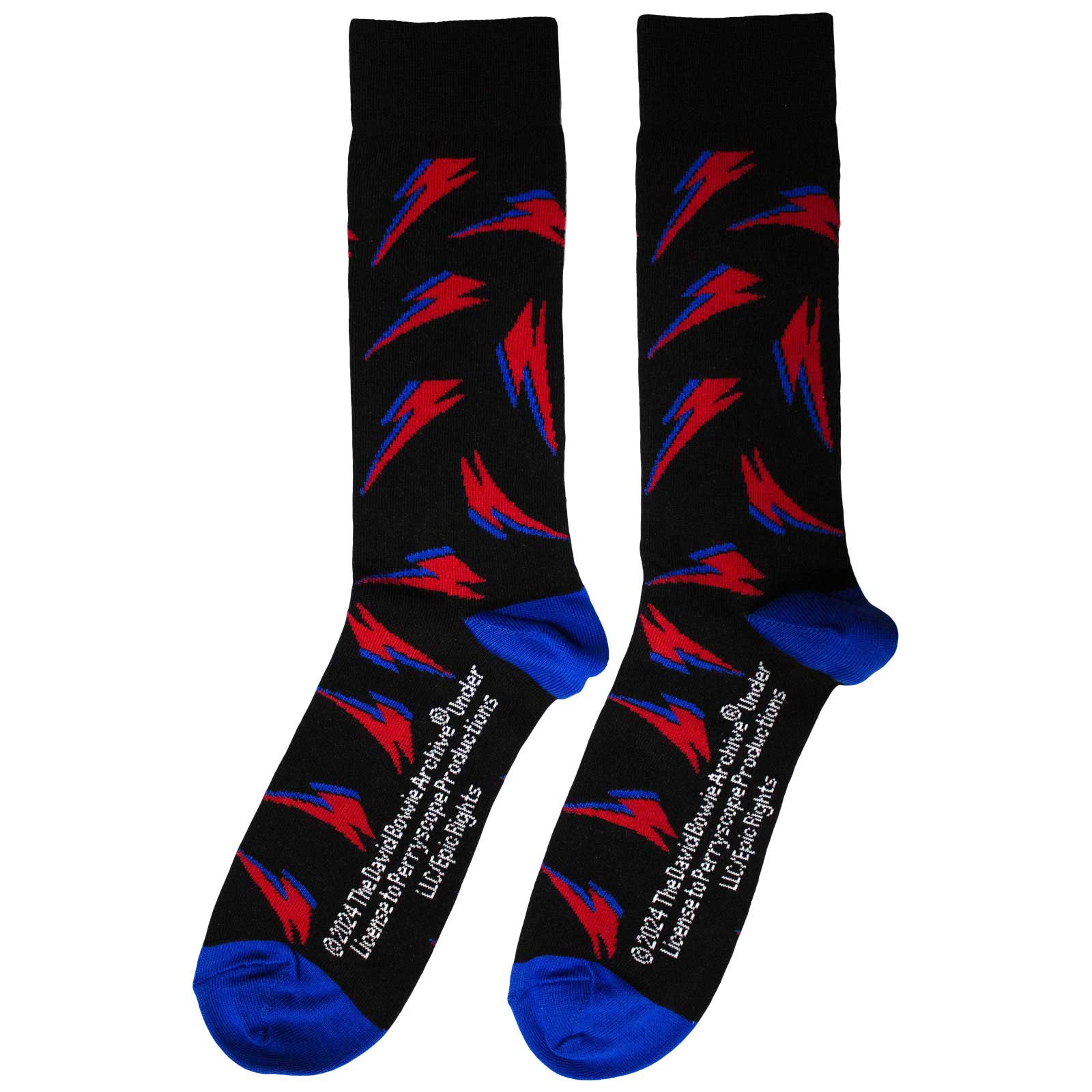 David Bowie Unisex Ankle Socks: Flash Pattern (Black) (UK Size 6 - 11)