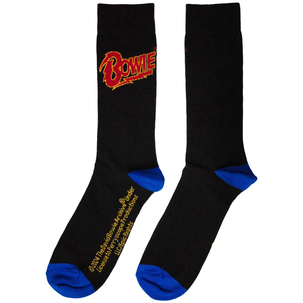David Bowie Unisex Ankle Socks: Logo Blue Contrast (Black) (UK Size 6 - 11)