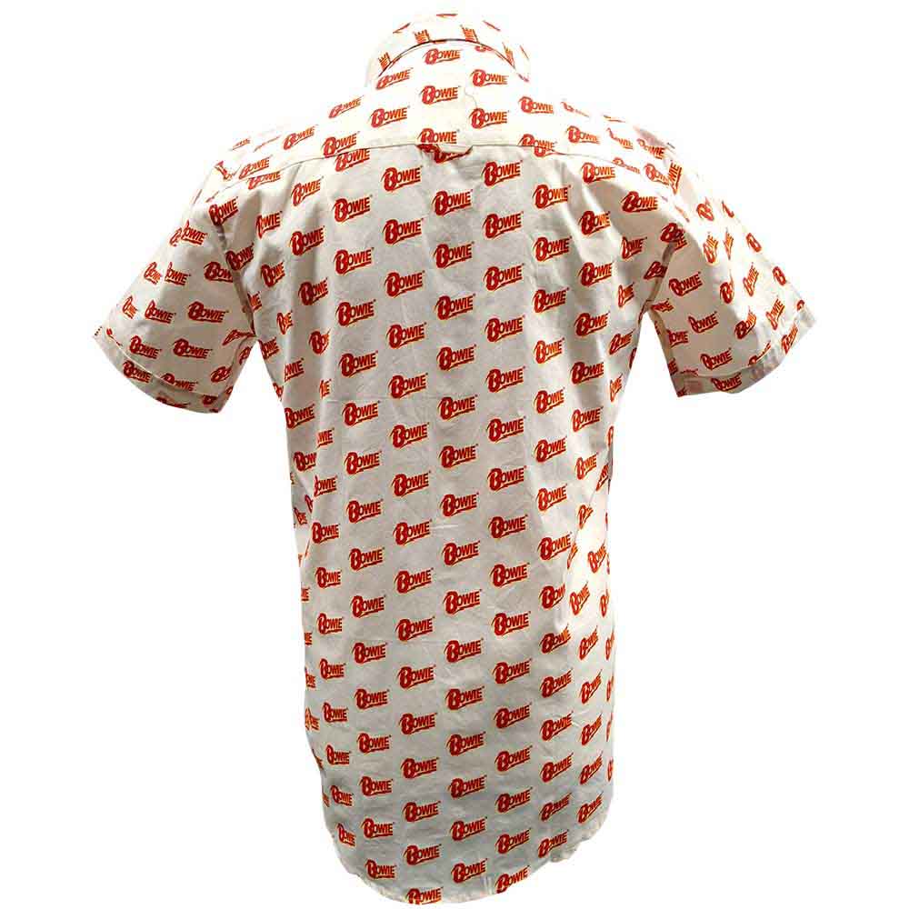 David Bowie Unisex Casual Shirt: Logo Pattern (White) (All Over Print)