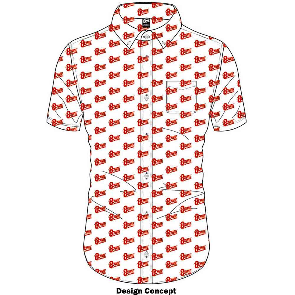 David Bowie Unisex Casual Shirt: Logo Pattern (White) (All Over Print)