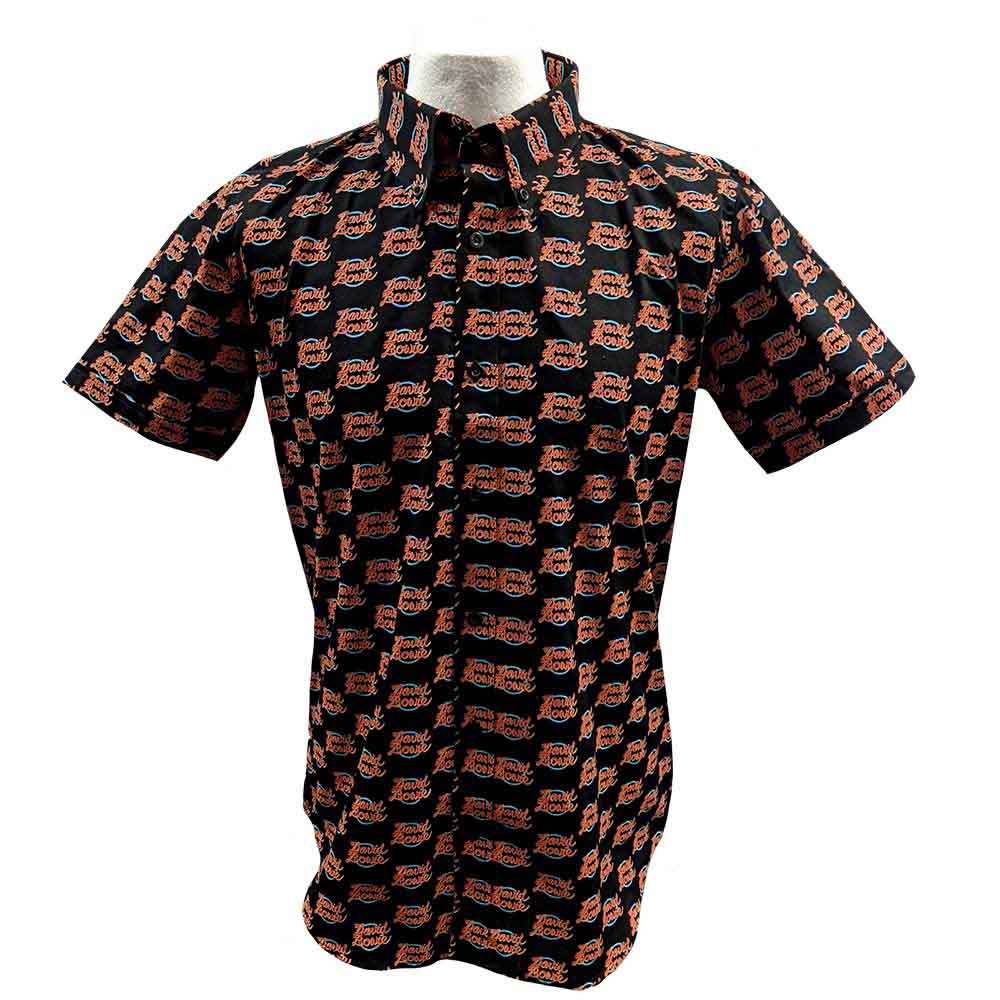 David Bowie Unisex Casual Shirt: World Tour Logo Pattern (Black) (All Over Print)