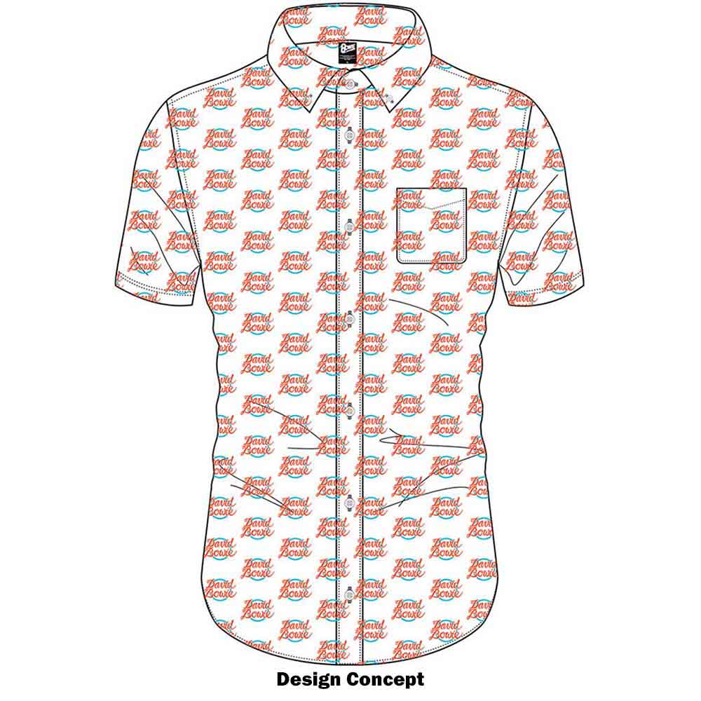 David Bowie Unisex Casual Shirt: World Tour Logo Pattern (White) (All Over Print)