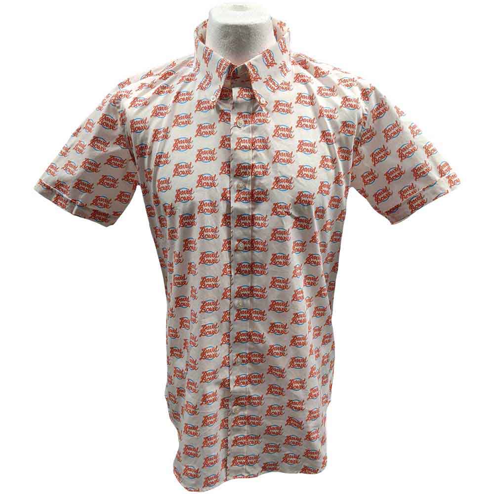 David Bowie Unisex Casual Shirt: World Tour Logo Pattern (White) (All Over Print)