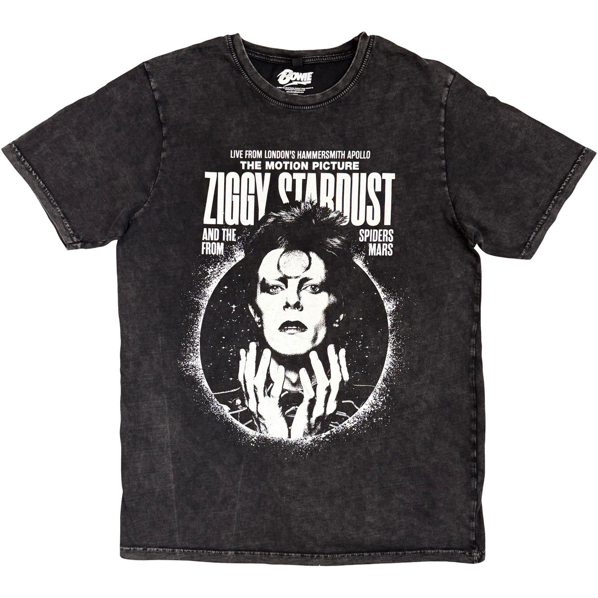 David Bowie Unisex T-Shirt: Ziggy Motion Picture Stone Wash (Black)