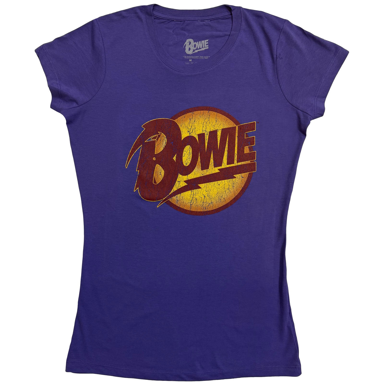 David Bowie Ladies T-Shirt: Vintage Diamond Dogs Logo (Purple)