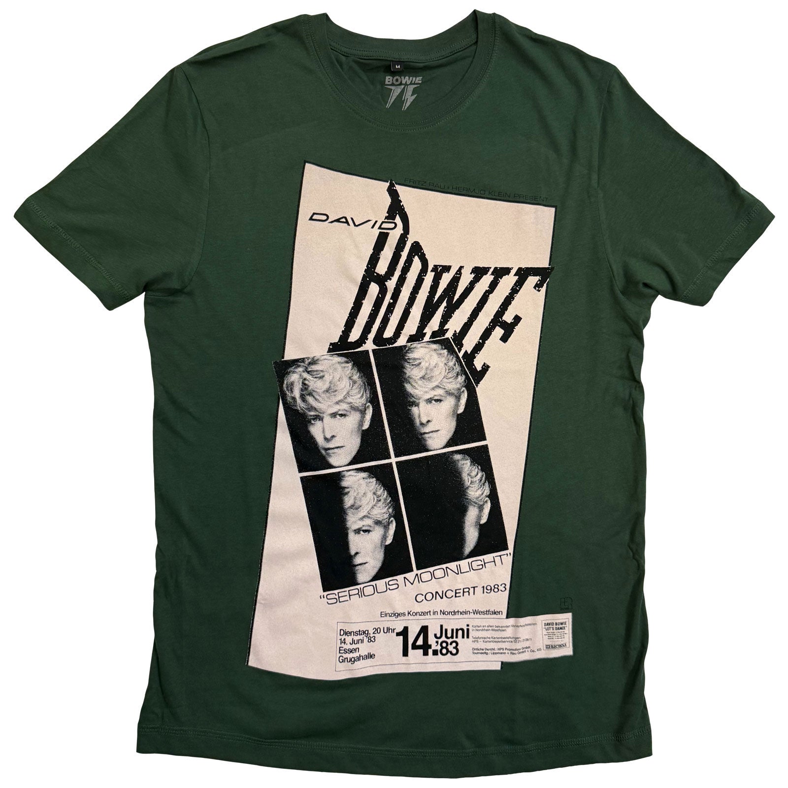 David Bowie Unisex T-Shirt: Concert '83 (Irish Green)
