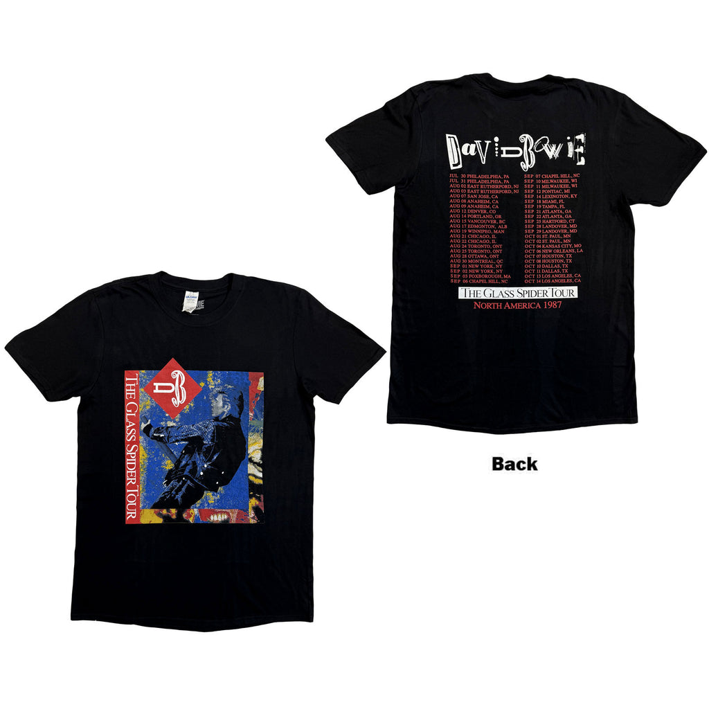 David Bowie Unisex T-Shirt: Glass Spider Tour (Black) (Back Print)