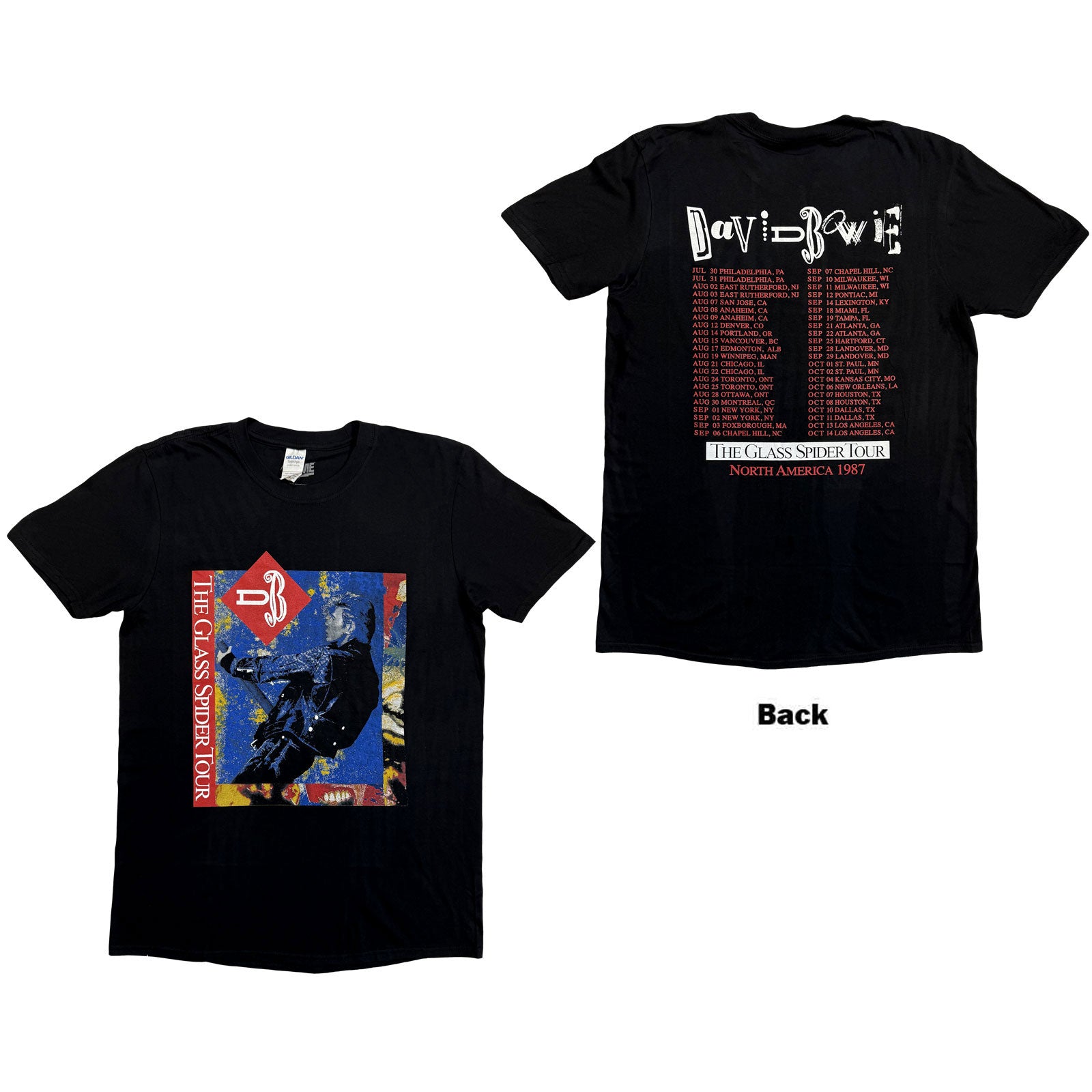 David Bowie Unisex T-Shirt: Glass Spider Tour (Black) (Back Print)