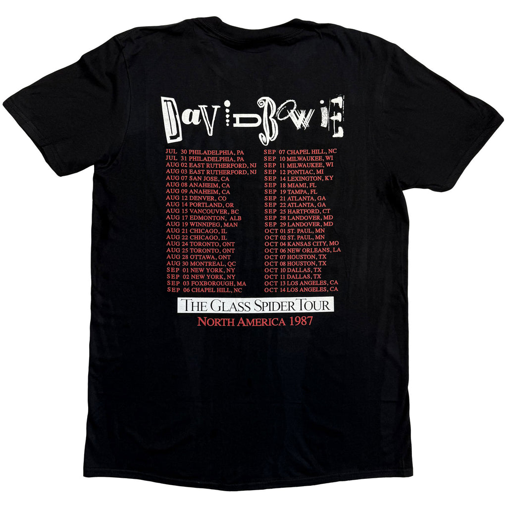 David Bowie Unisex T-Shirt: Glass Spider Tour (Black) (Back Print)