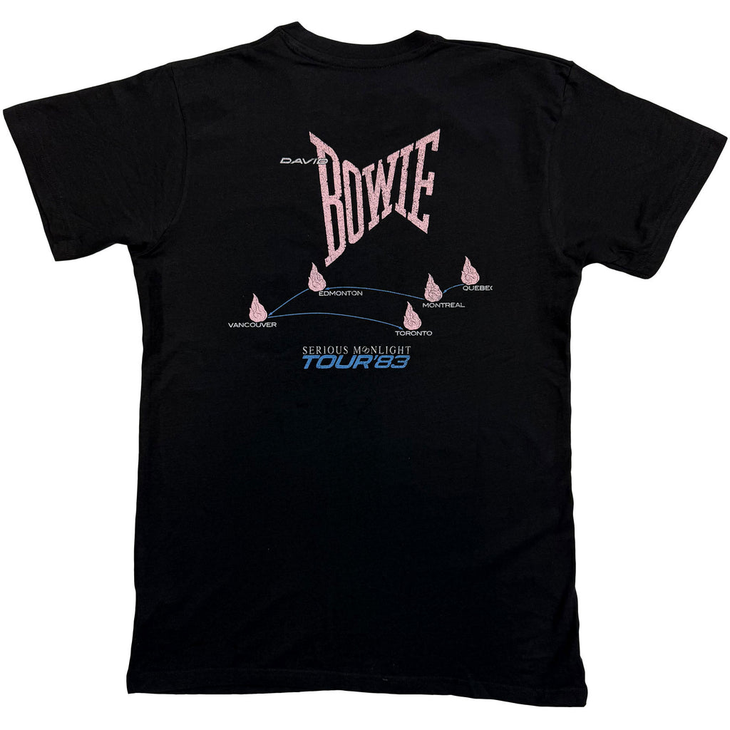 David Bowie Unisex T-Shirt: 83' Tour (Black) (Back Print)
