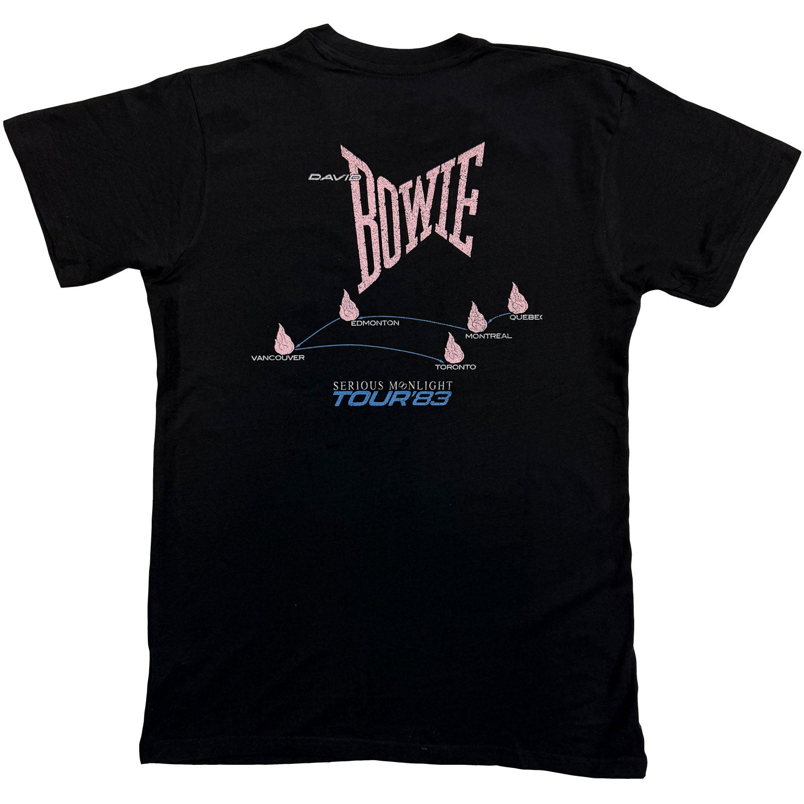 David Bowie Unisex T-Shirt: 83' Tour (Black) (Back Print)