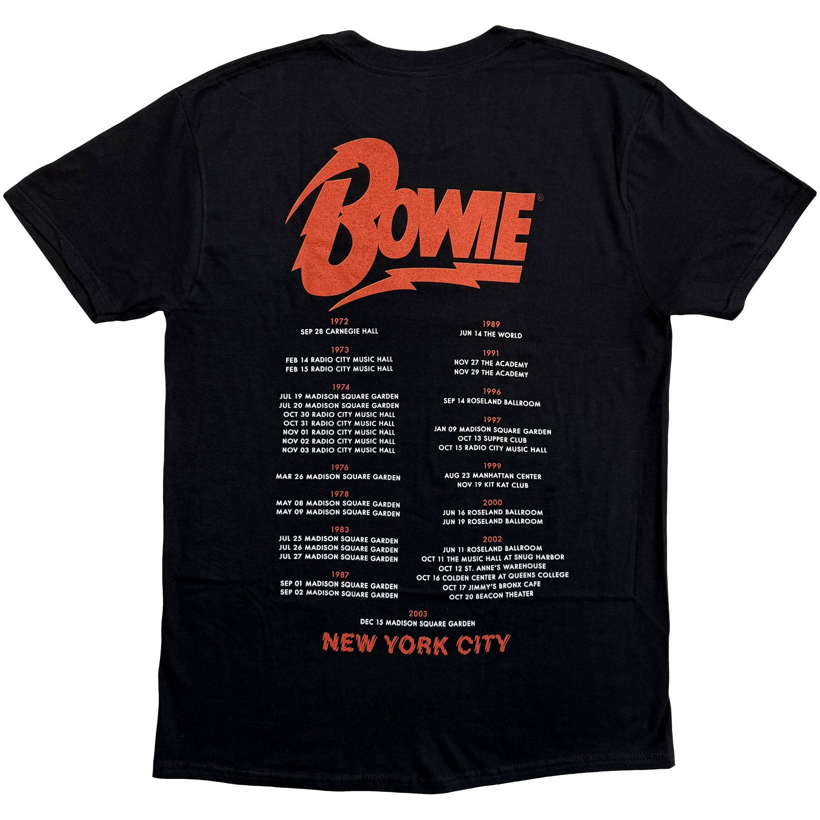 David Bowie Unisex T-Shirt: New York City (Black) (Back Print)