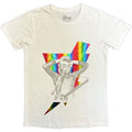 David Bowie Unisex T-Shirt: Holographic Bolt Foiled Print (White) (Embellished)