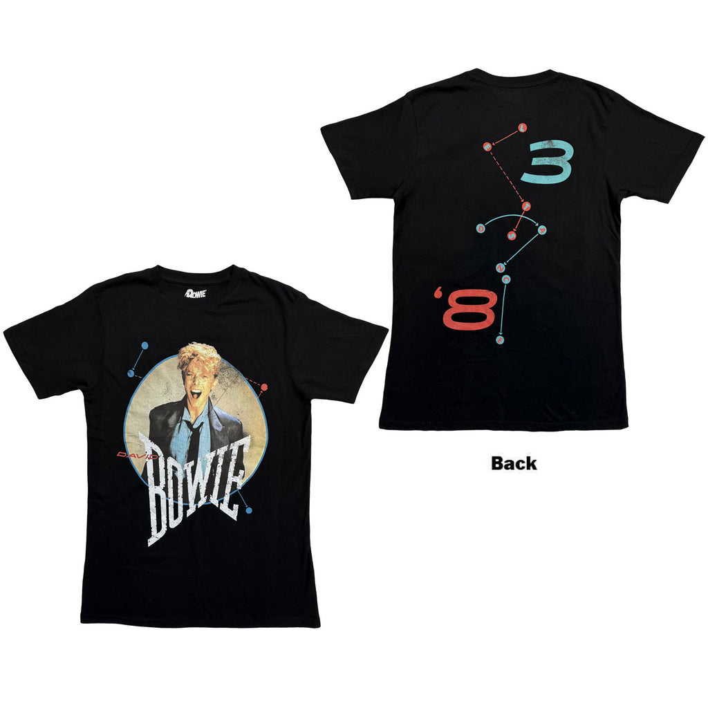 David Bowie Unisex T-Shirt: Circle Scream (Black) (Back Print)
