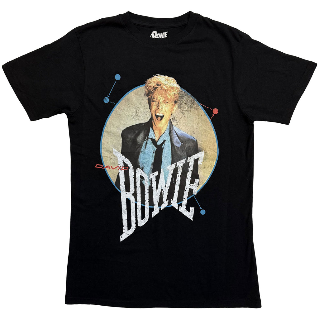 David Bowie Unisex T-Shirt: Circle Scream (Black) (Back Print)