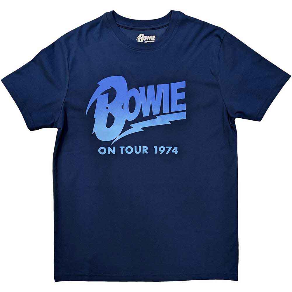 David Bowie Unisex T-Shirt: On Tour 1974 (Denim Blue)
