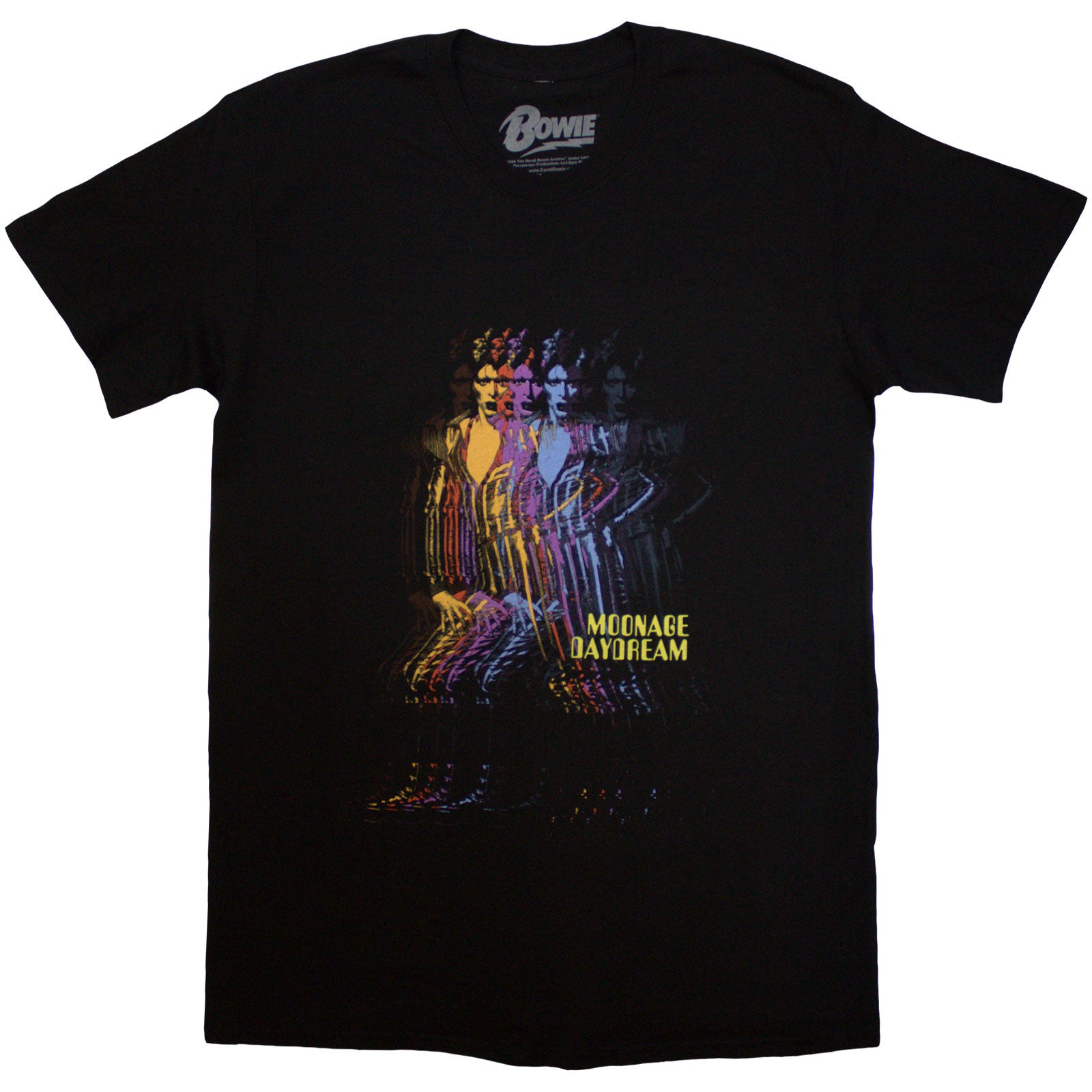 David Bowie Unisex T-Shirt: Moonage Multi Davids (Black)