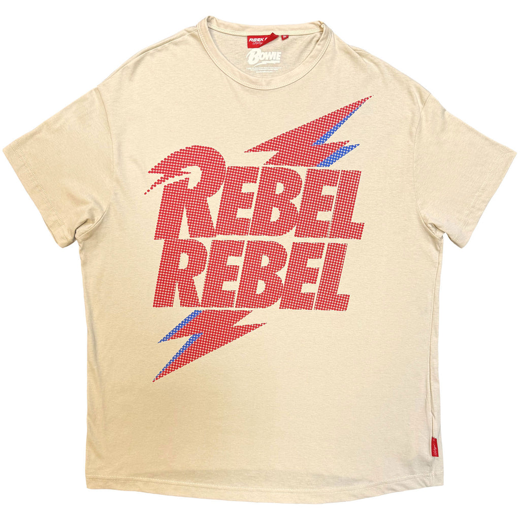 David Bowie Ladies Unplugged T-Shirt: Rebel Rebel Lightning Bolt (Natural)
