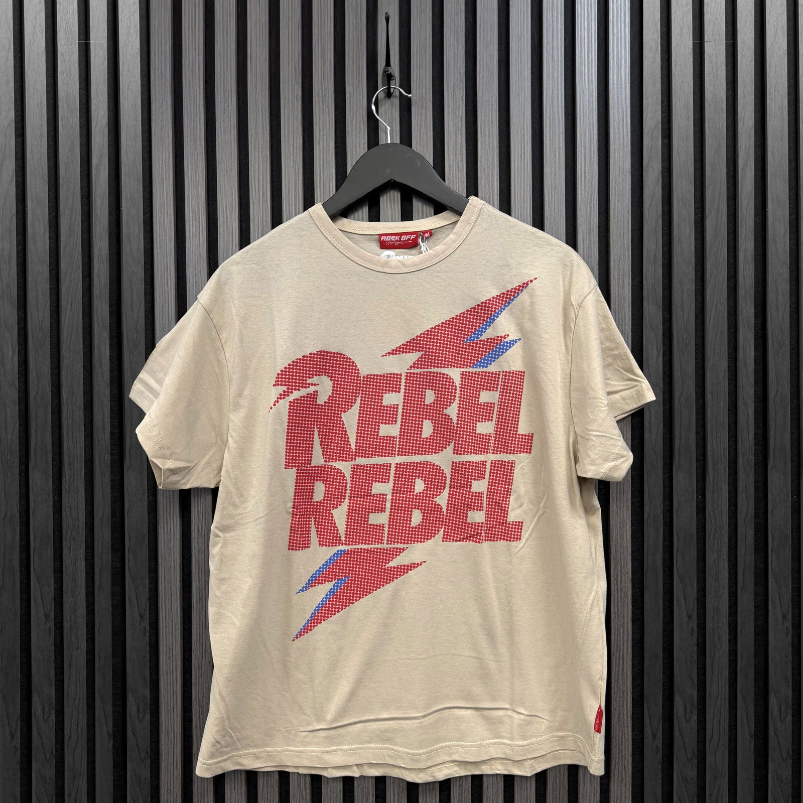 David Bowie Ladies Unplugged T-Shirt: Rebel Rebel Lightning Bolt (Natural)