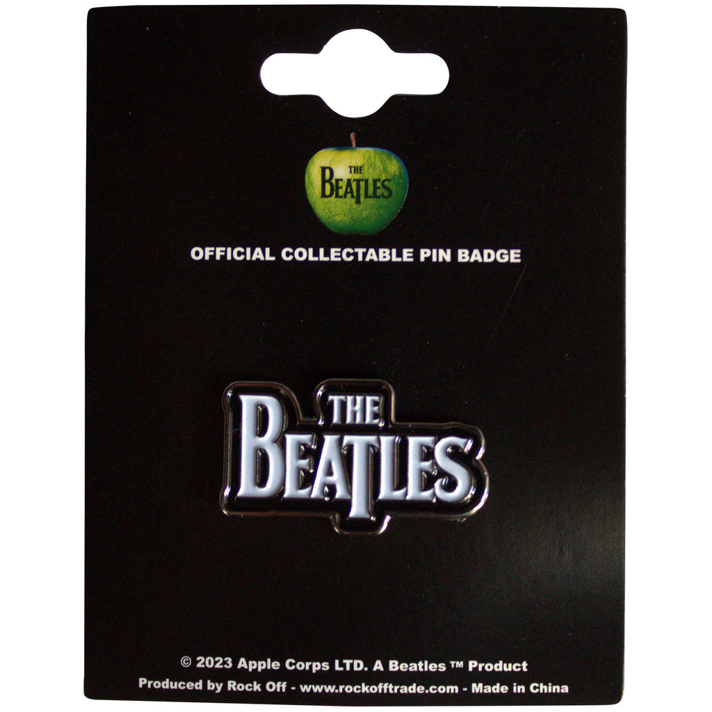 The Beatles Pin Badge: Drop T Logo (Black on White)