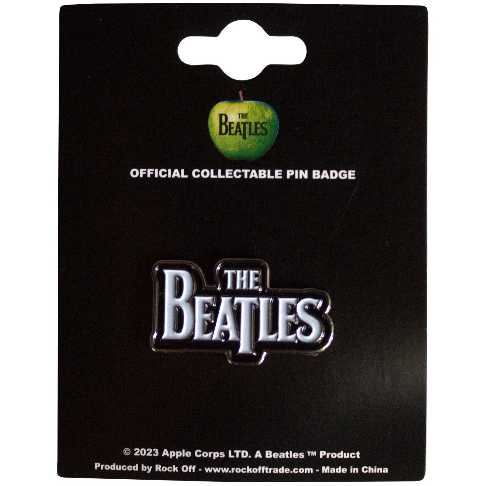 The Beatles Pin Badge: Drop T Logo (Black on White)