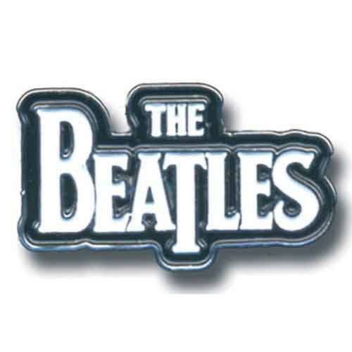 The Beatles Pin Badge: Drop T Logo (White on Black)