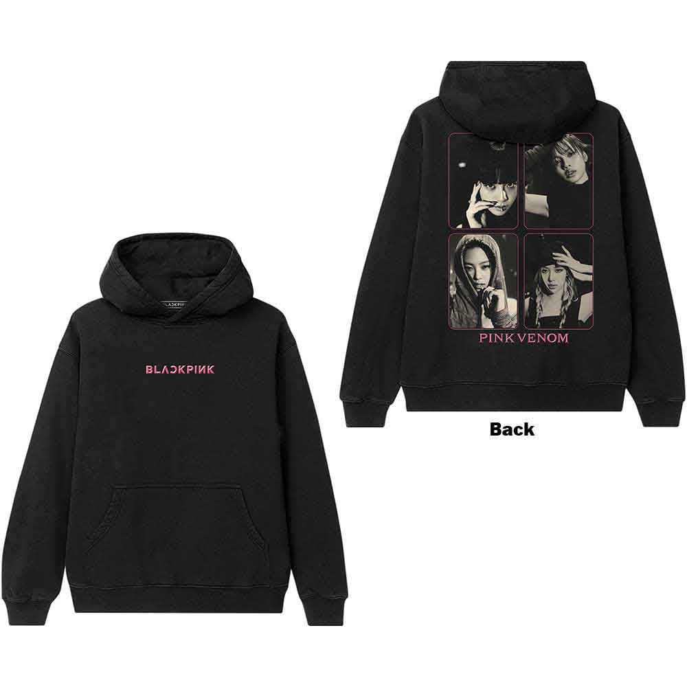 BlackPink Unisex Pullover Hoodie: Pink Venom Group Photo (Black) (Back Print)