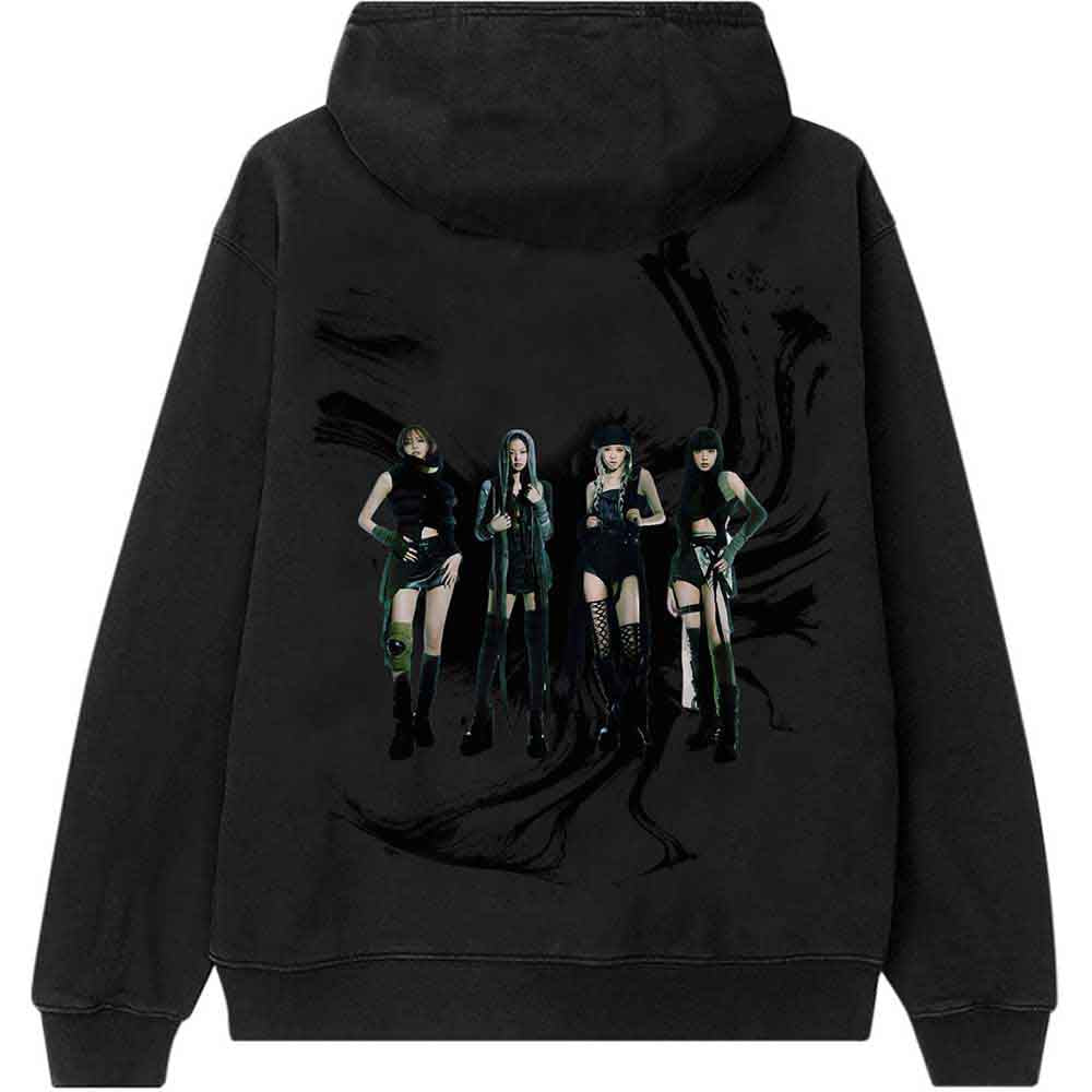 BlackPink Unisex Pullover Hoodie: Pink Venom Oil Stroke (Black) (Back Print)