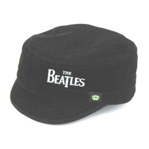 The Beatles Unisex Military Style Hat: Corduroy Drop T Logo (Black)