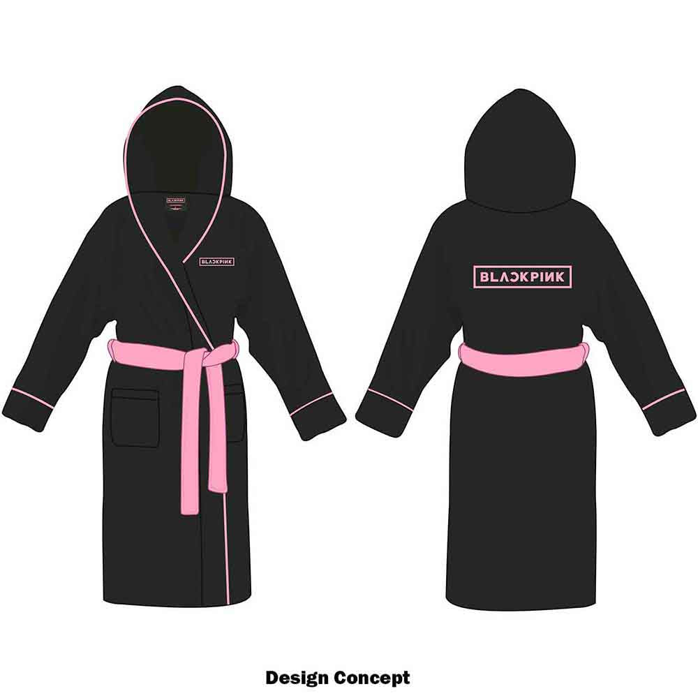 BlackPink Unisex Bathrobe: Logo (Black) (Back Print)