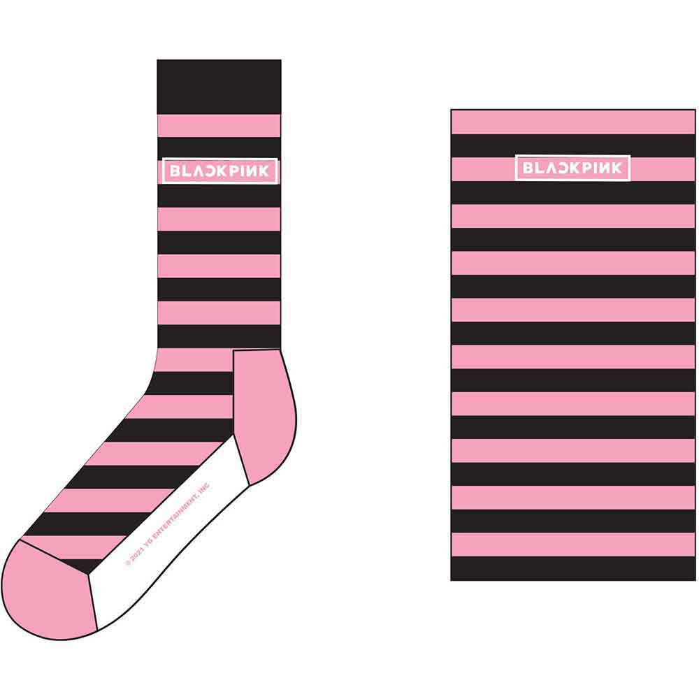 BlackPink Unisex Ankle Socks: Stripes & Logo (Pink) (UK Size 7 - 11)