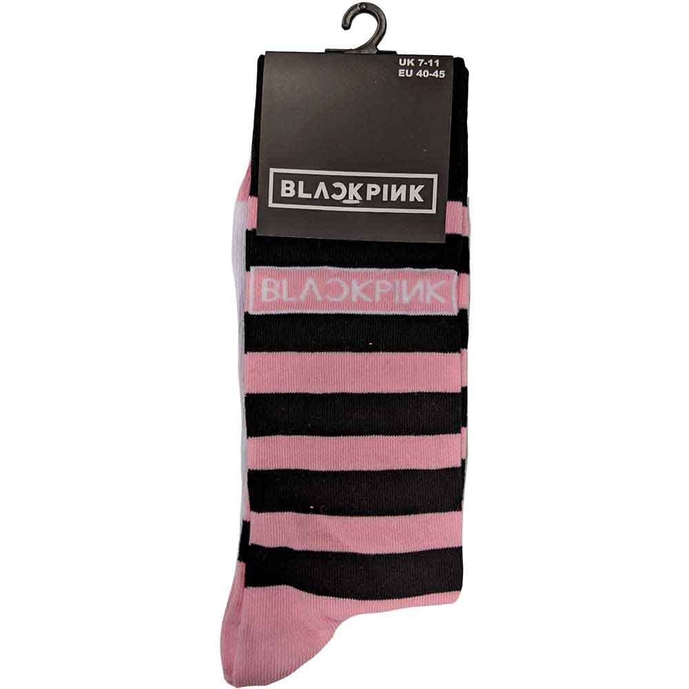 BlackPink Unisex Ankle Socks: Stripes & Logo (Pink) (UK Size 7 - 11)