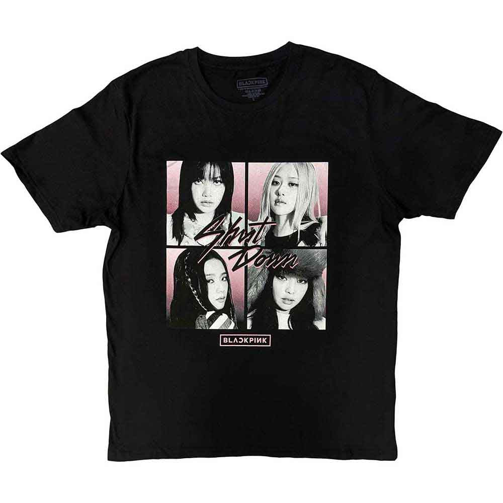BlackPink Unisex T-Shirt: Shut Down Photo Grid (Black)