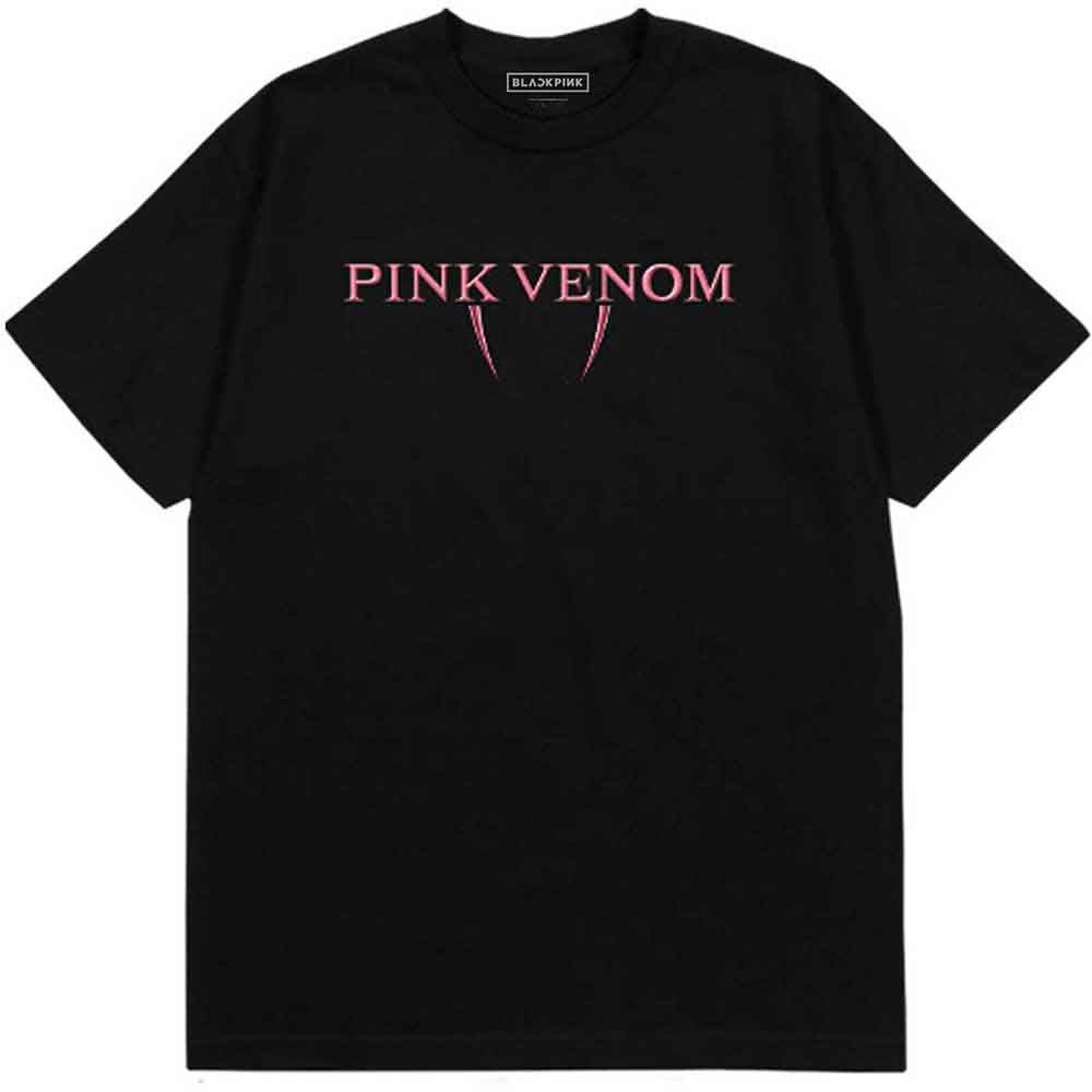 BlackPink Unisex T-Shirt: Pink Venom Logo (Black) (Back Print)