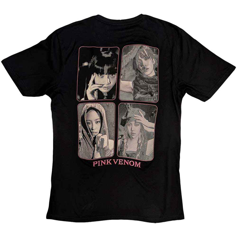 BlackPink Unisex T-Shirt: Pink Venom Group Photo (Black) (Back Print)