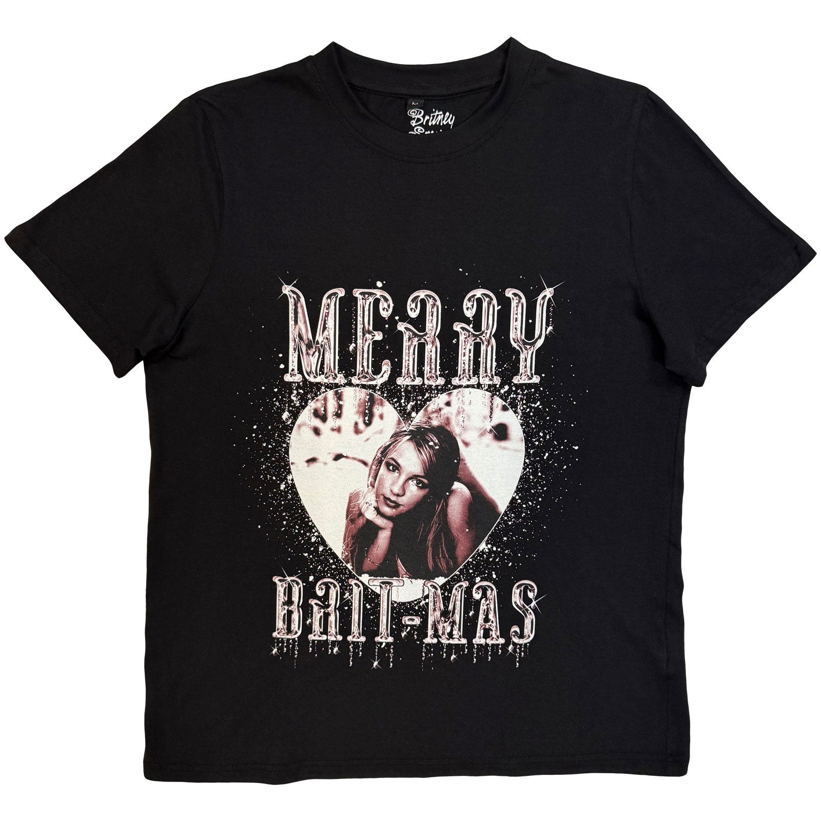 Britney Spears Ladies T-Shirt: Merry Britmas (Black)