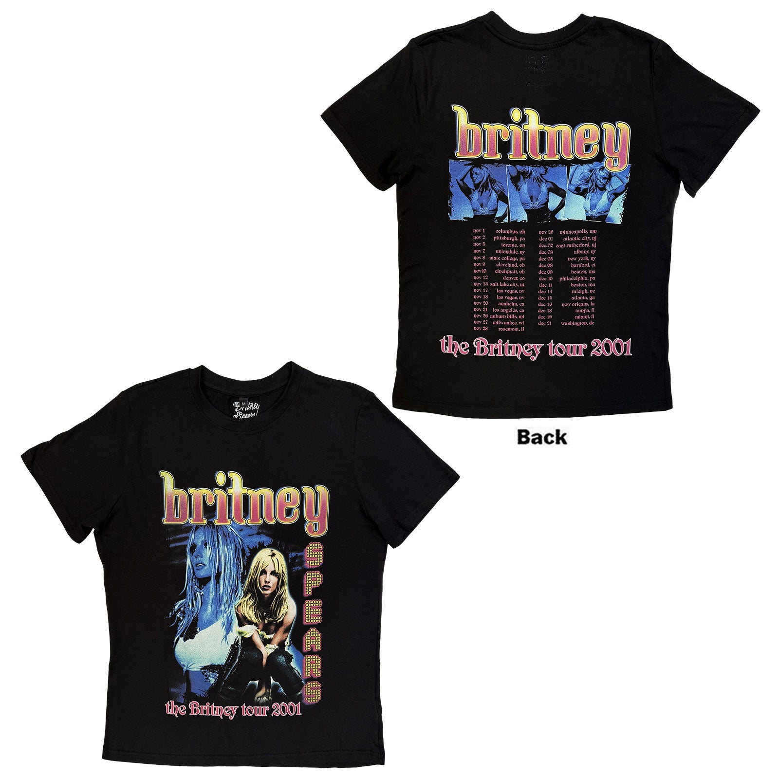 Britney Spears Ladies T-Shirt: Britney Tour (Black) (Back Print)